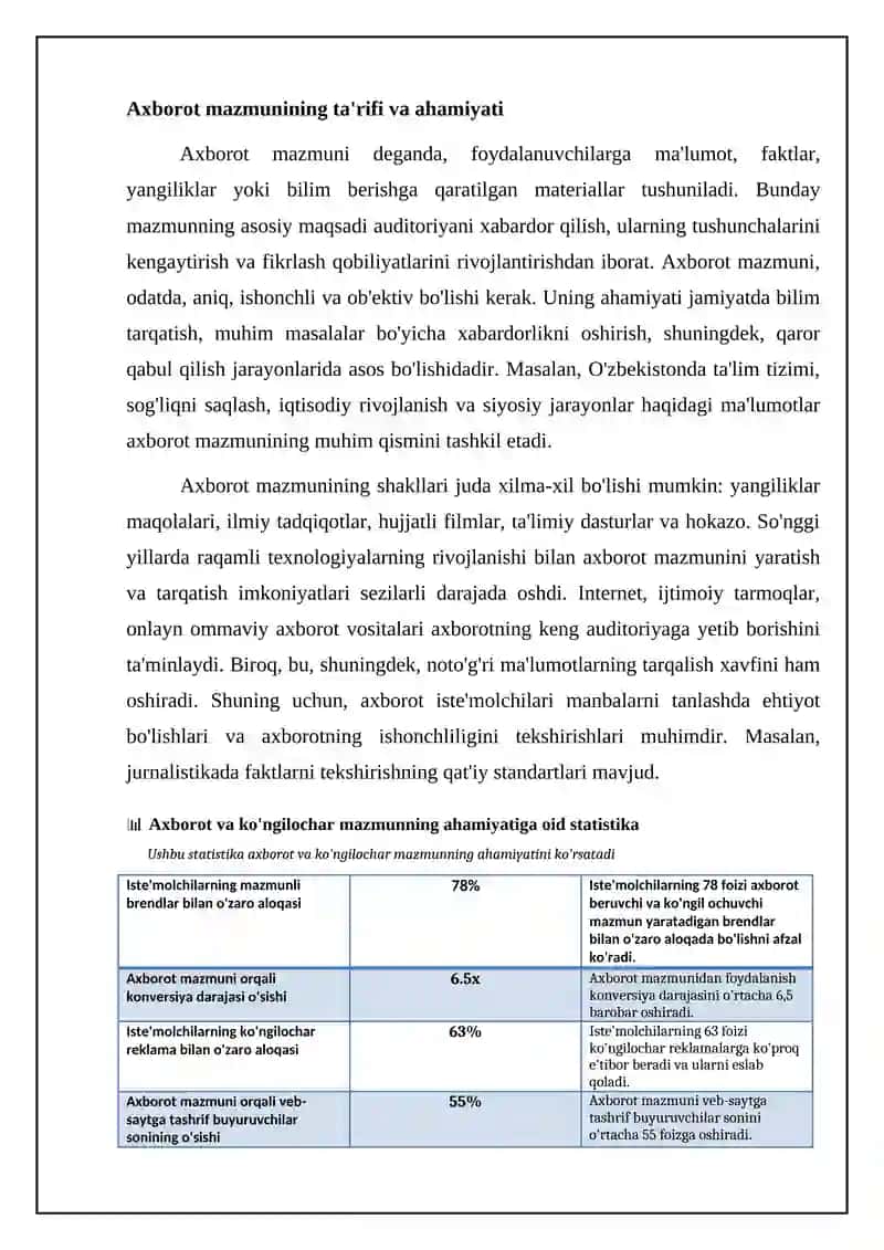 Axborot va ko'ngilochar mazmun: ta'riflar va ahamiyati 4