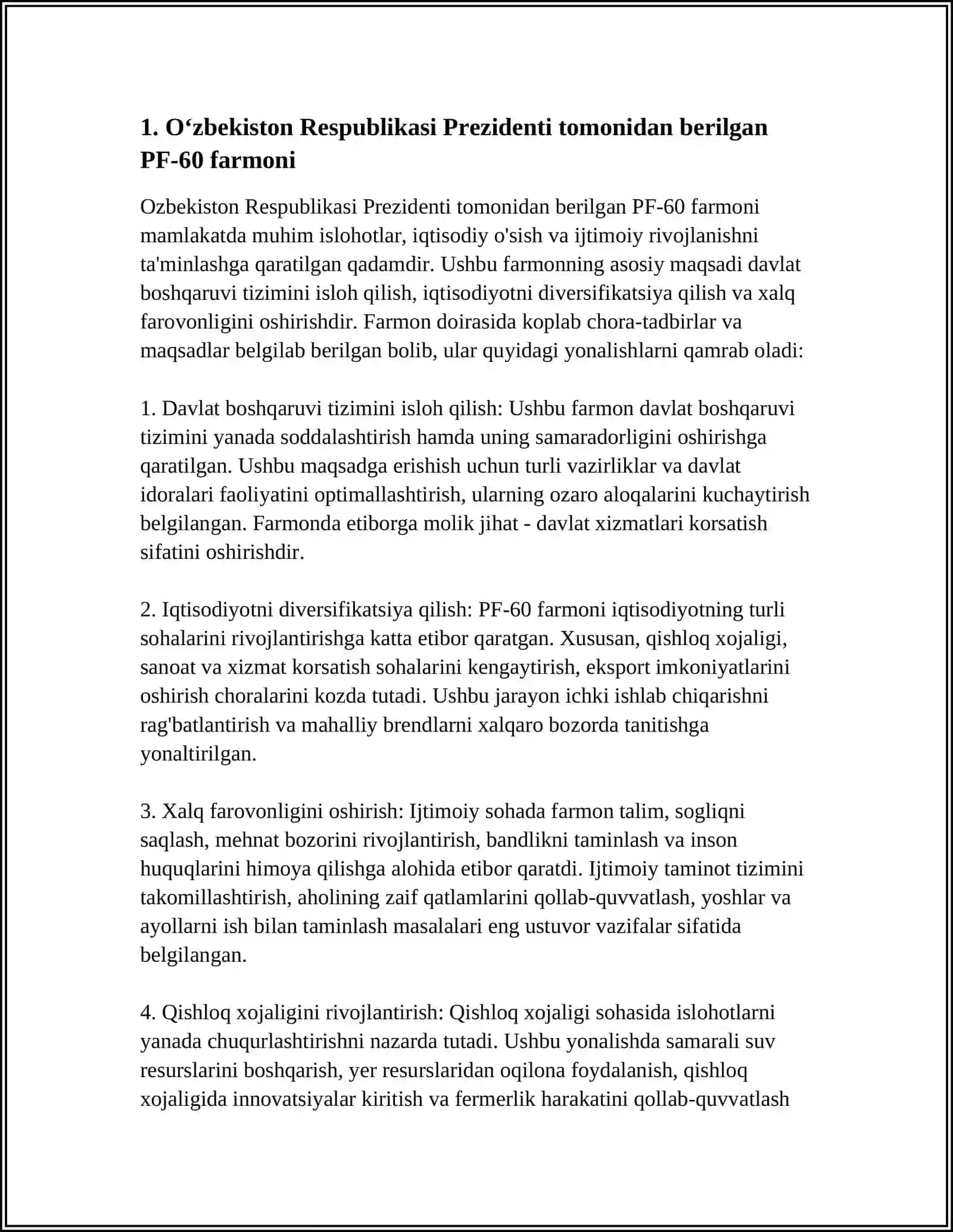 OʻZBEKISTON RESPUBLIKASI PREZIDENTINING 2022 28 YANVARDAGI PF-60 4