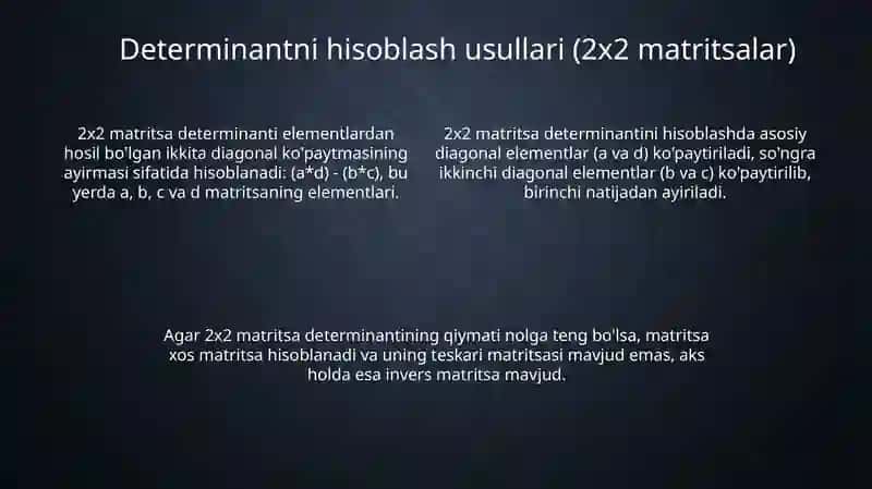 Determinantlar va ularning xossalari 4