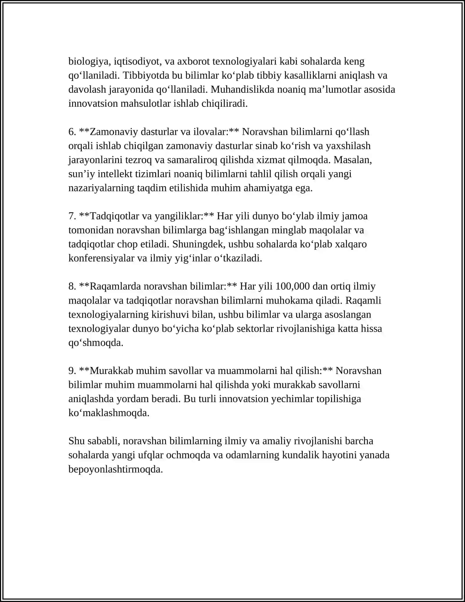 NORAVSHAN BILIMLARGA ASOSLANGAN EKSPERT TIZIMLAR 4