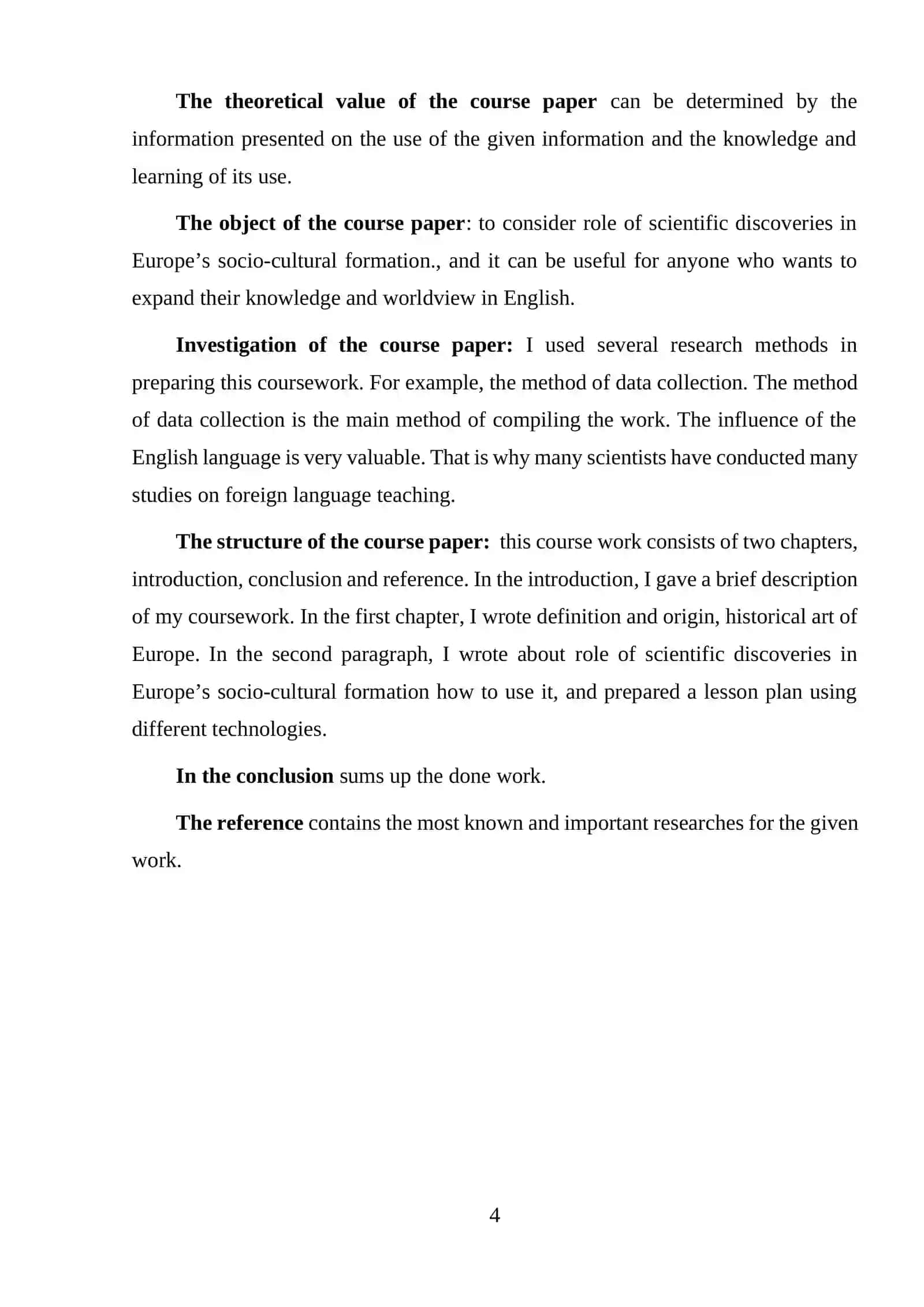 THE ROLE OF SCIENTIFIC DISCOVERIES IN EUROPE’S SOCIO-CULTURAL FORMATION 4