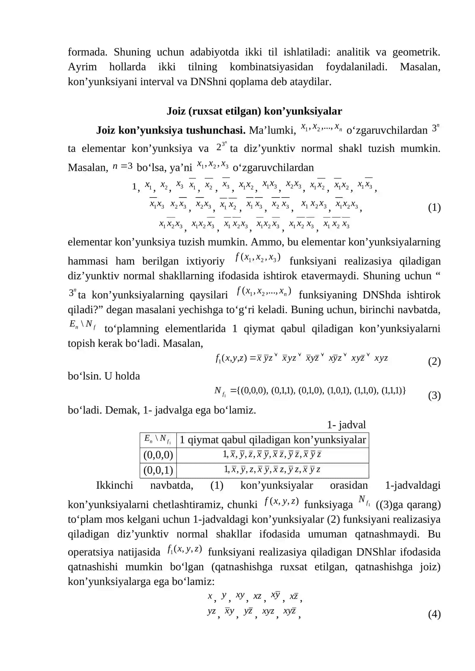 QISQARTIRILGAN DIZ’YUNKTIV NORMAL SHAKL. YASASH ALGORITMI 4