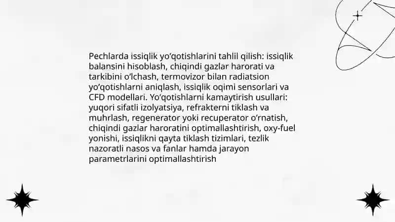 Qizdirgich pechning energetik samaradorligini baholash metodlari 4