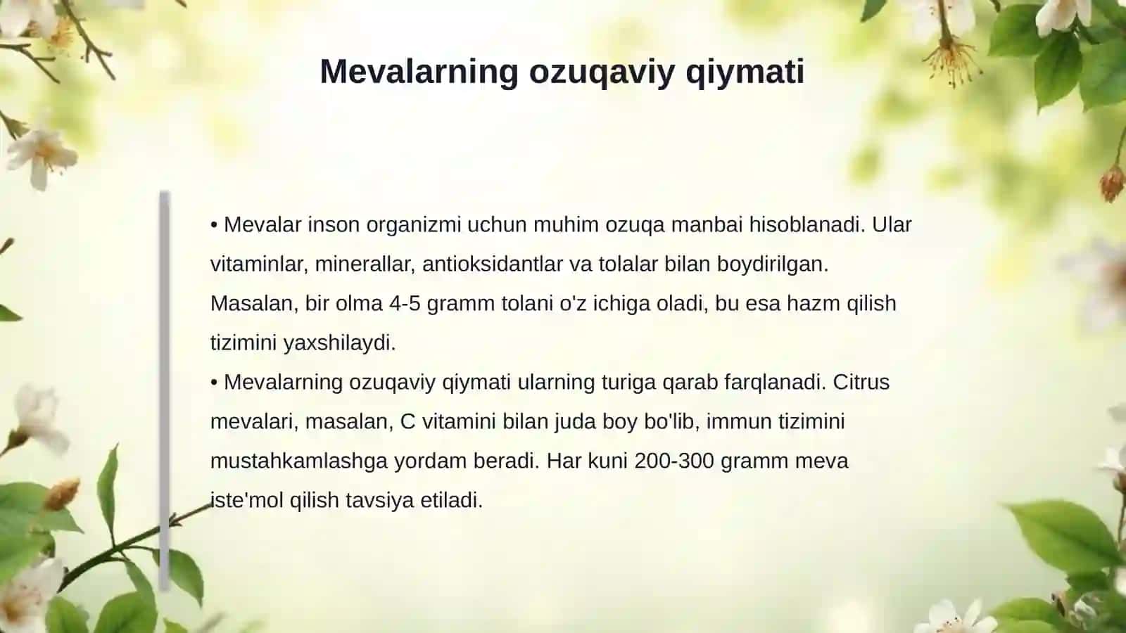 Urugʻ va mevalarning inson hayotidagi tutgan o'rni 4
