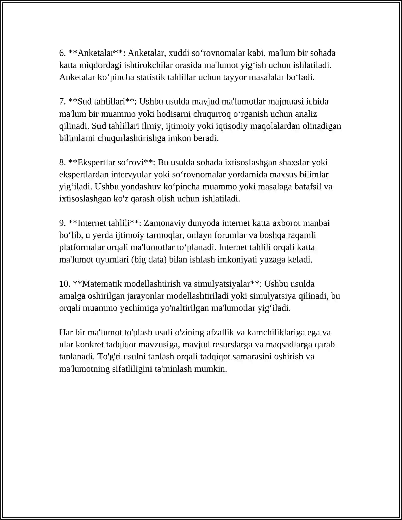 DALA TAJRIBALARIN STATISTIKALIQ TALQILASH 4