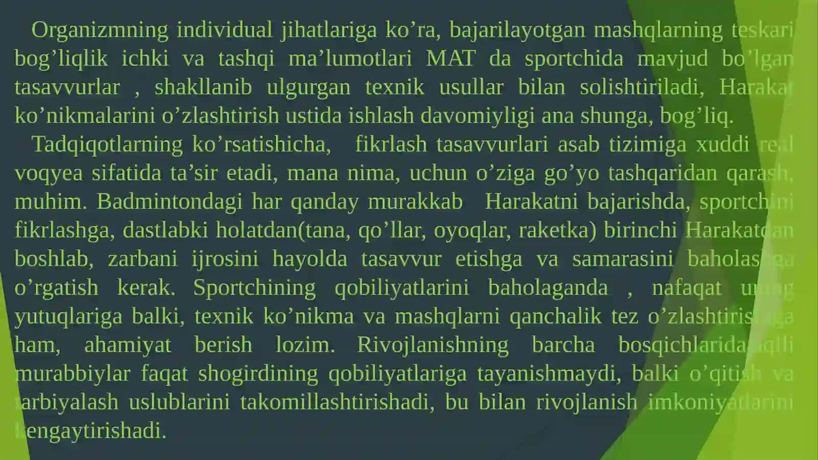 Badminton sport turi bo`yicha sportchilarning jismoniy va psixologik tayyorgarligi 4