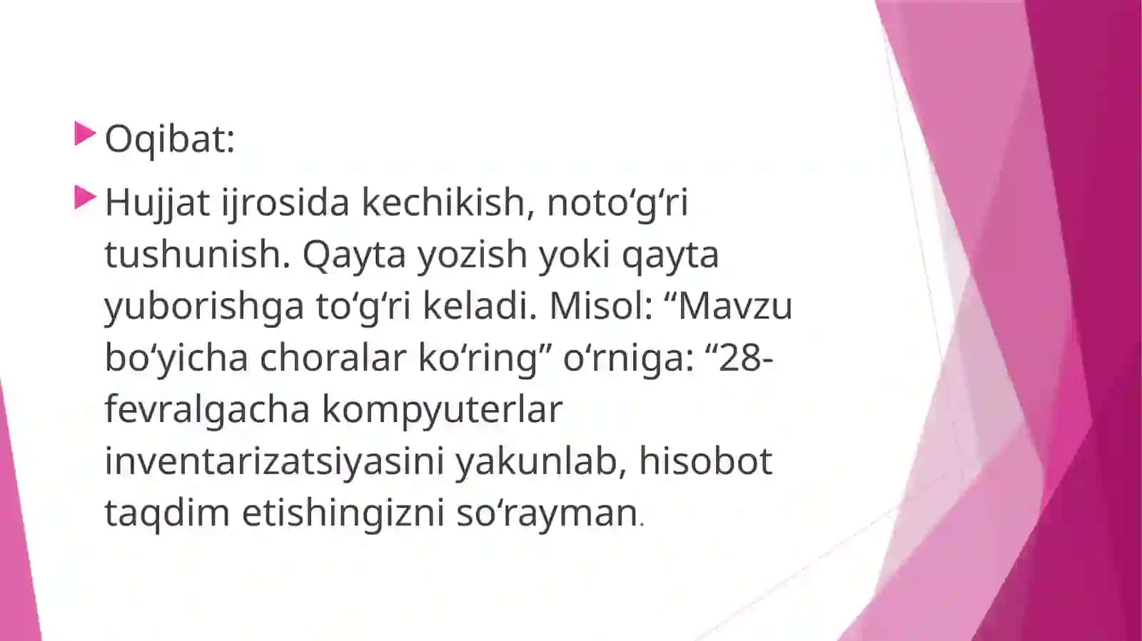 Xizmat yozishmalariniyozishdagi muammolar 4