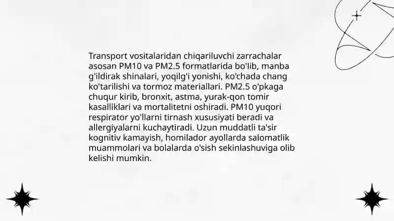 Transport vositalari atrof muhitni ifloslantiruvchi manba sifatida 4