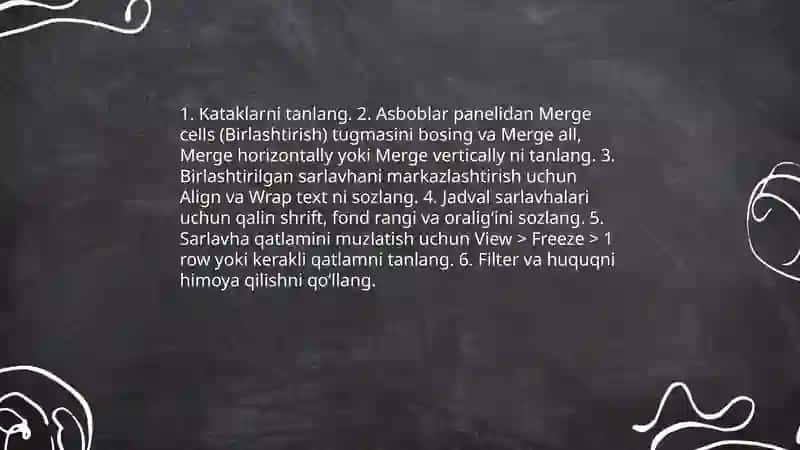 Google Sheetsda jadvallar yaratish 4