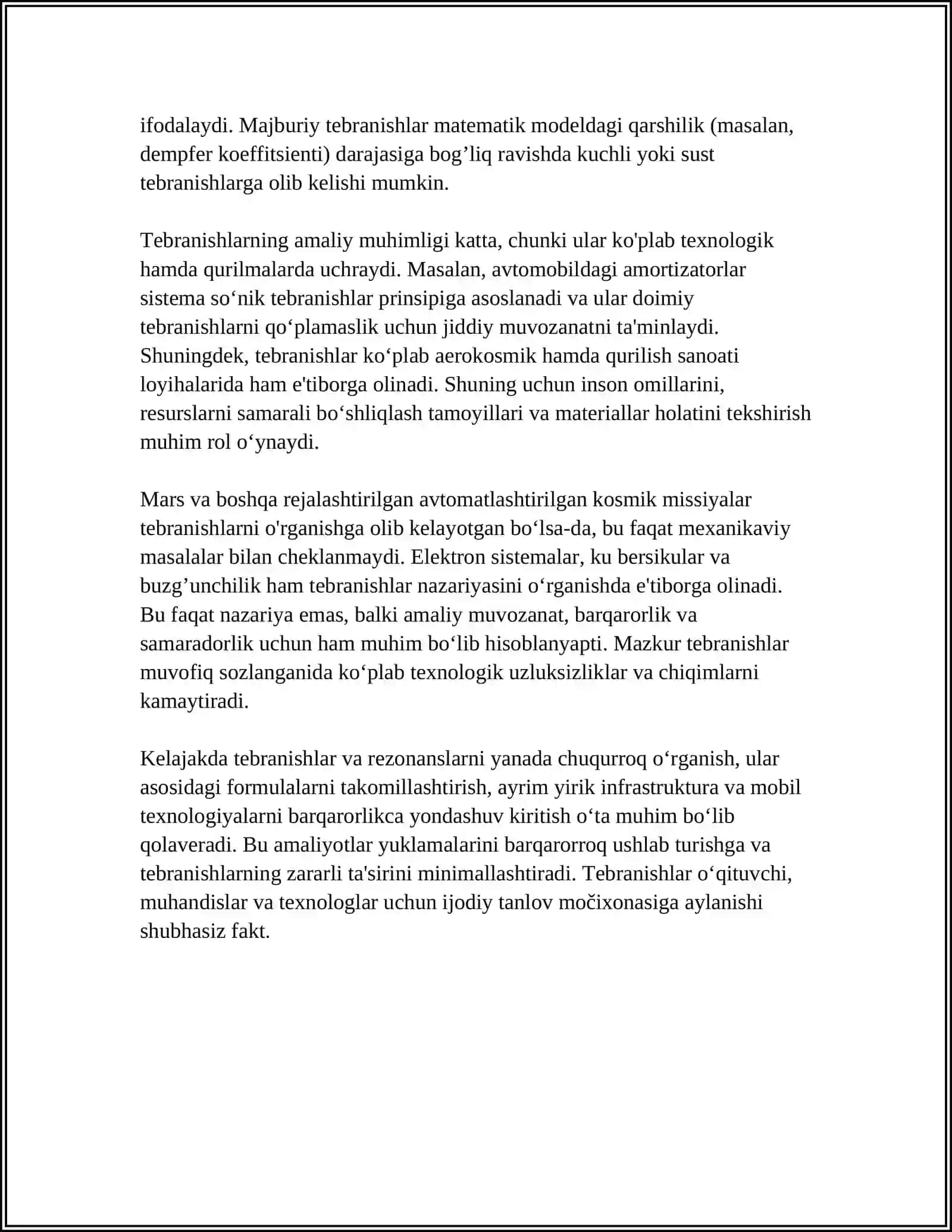 FIZIKA FANIDAN SOʻNUVCHAN VA MAJBURIY TEBRANISHLAR 4