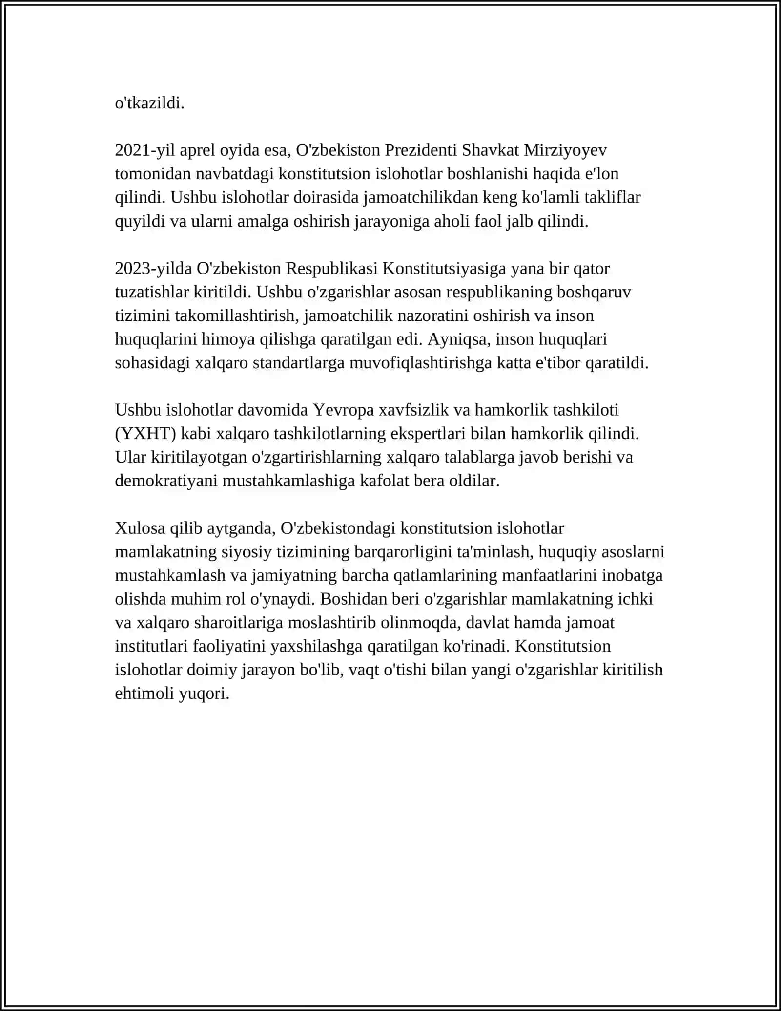 MUSTAQILLIK YILLARIDA DAVLAT BOSHQARUVI TIZIMIDA AMALGA OSHIRILGAN ISLOHOTLAR 4