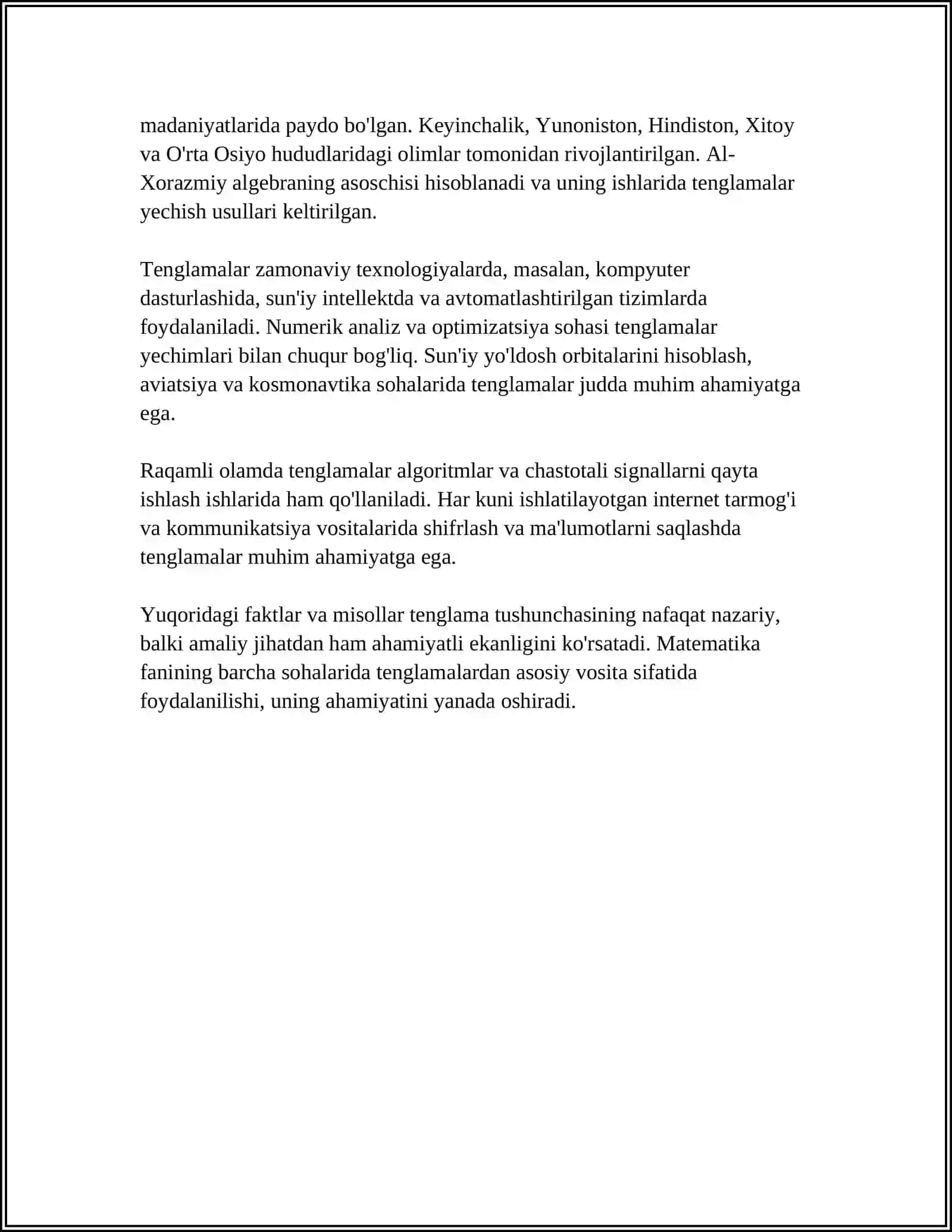 BOSHLANG'ICH SINFLARDA MATEMATIKA O'QITISHDA TENGLAMA TUSHUNCHASINI O'RGATISH METODIKASI 4