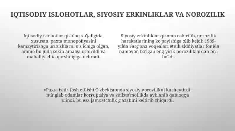Qaytaqurish”yillaridaO’zbekistondagiijtimoiy-siyosiyvaziyat 4