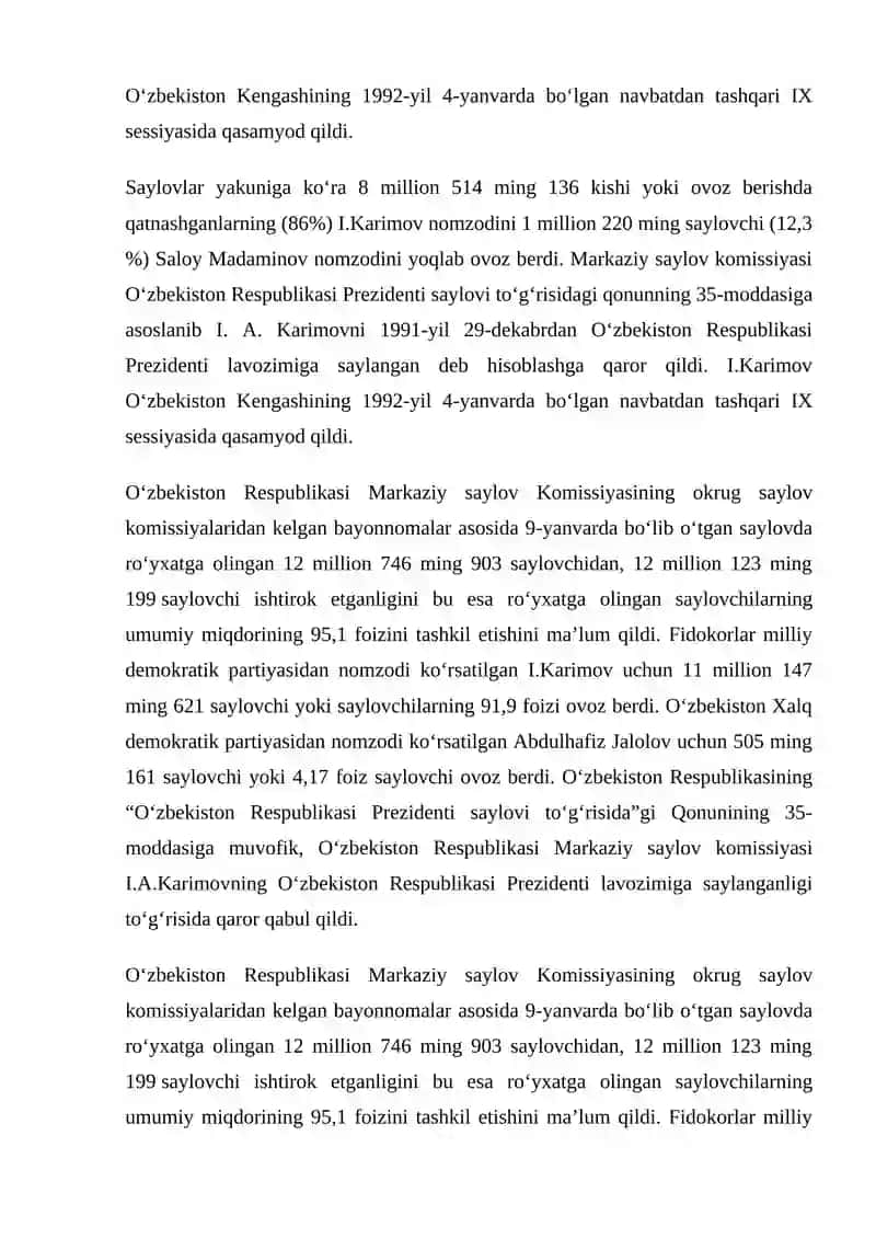 Mustaqil O’zbekiston Respublikasining tashkil topishi va uning tarixiy ahamiyati 4