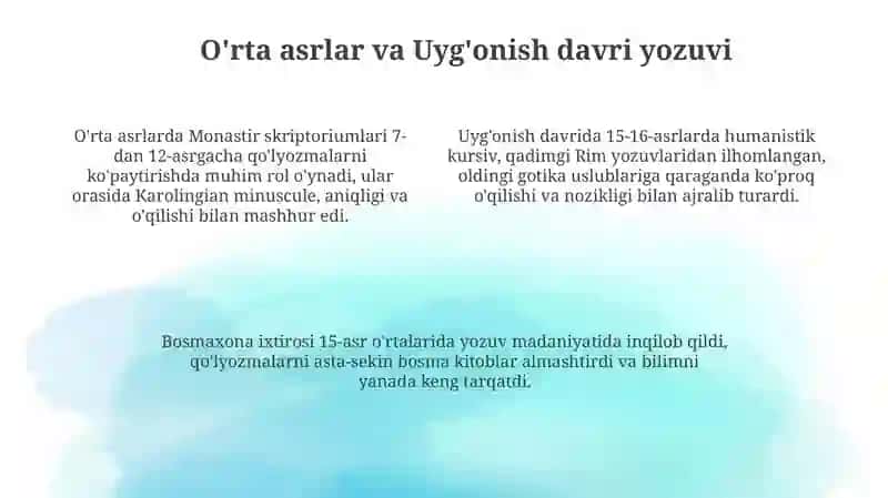 Yozuvning tarixiy va zamonaviy turlari 4