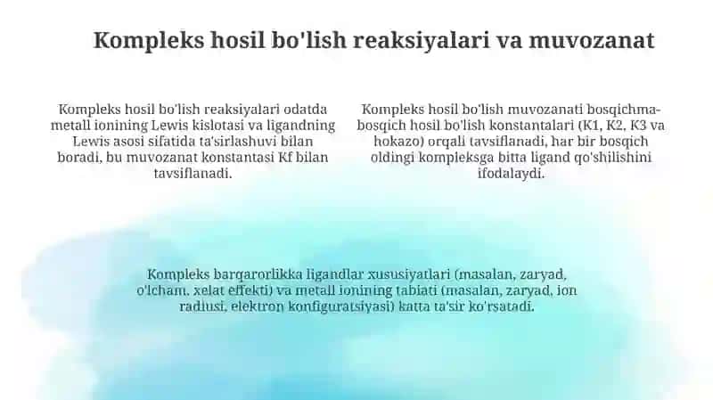 Kompleks birikmalarning kimyoviy analizda qoʻllash 4