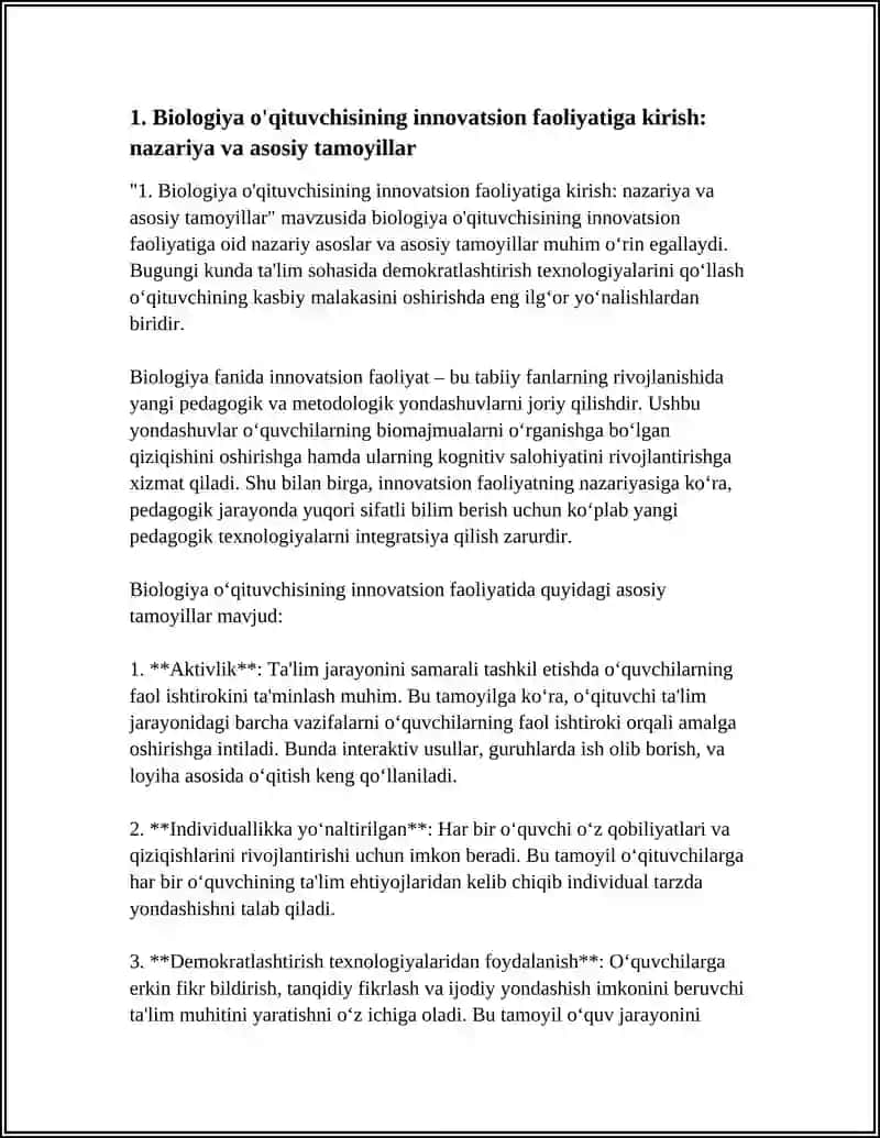 BIOLOGIYA O'QITUVCHISINING INNOVATSION FAOLIYATI 4