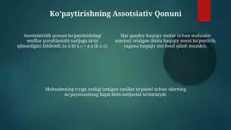 Koʻpaytmaning ta'rifi, uning mavjudligi va yagonaligi 4
