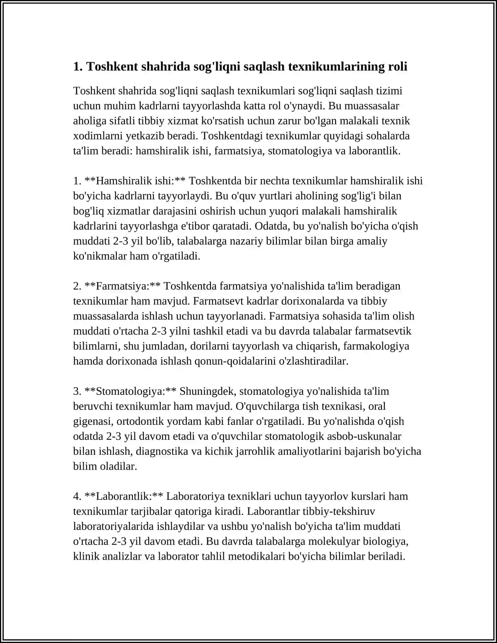 TOSHKENT SHAHAR SHAYXONTOHUR TUMANI 2-SON RESPUBLIKA ABU ALI IBN SINO NOMIDAGI JAMOAT SALOMATLIGI TEXNIKUMI 4