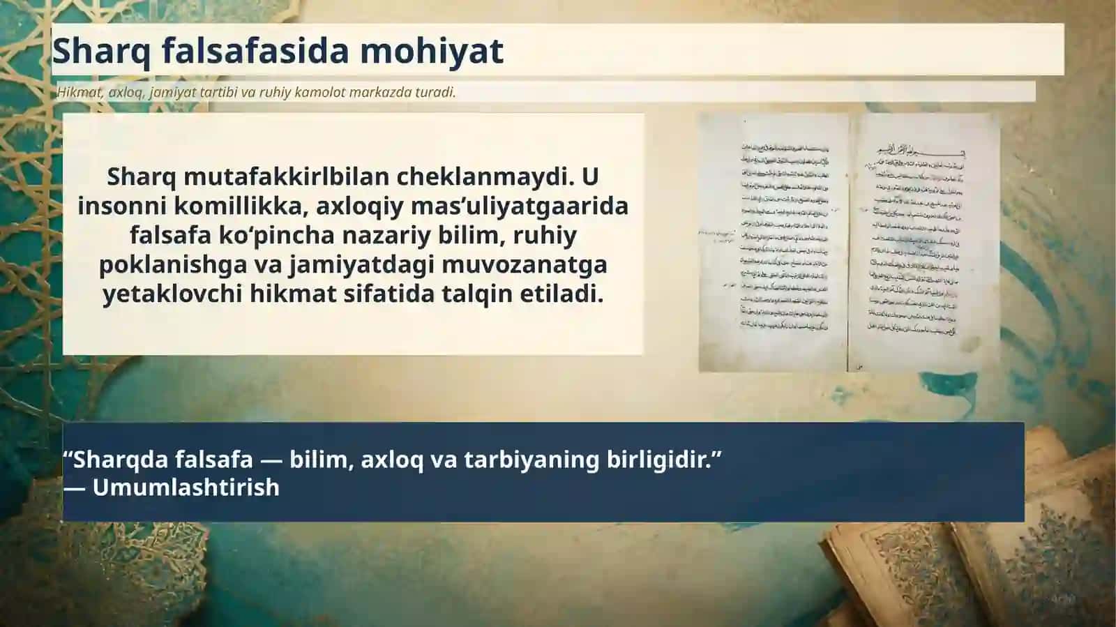 Falsafaning mohiyatiga oid Sharq va G‘arb mutafakkirlari ta’riflarini tasniflash 4