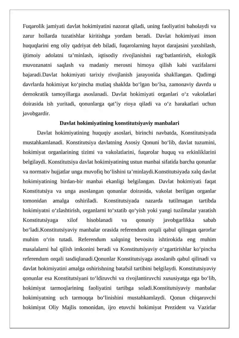 O‘zbekistonda davlat hokimiyatini amalga oshirishning huquqiy asoslari 4