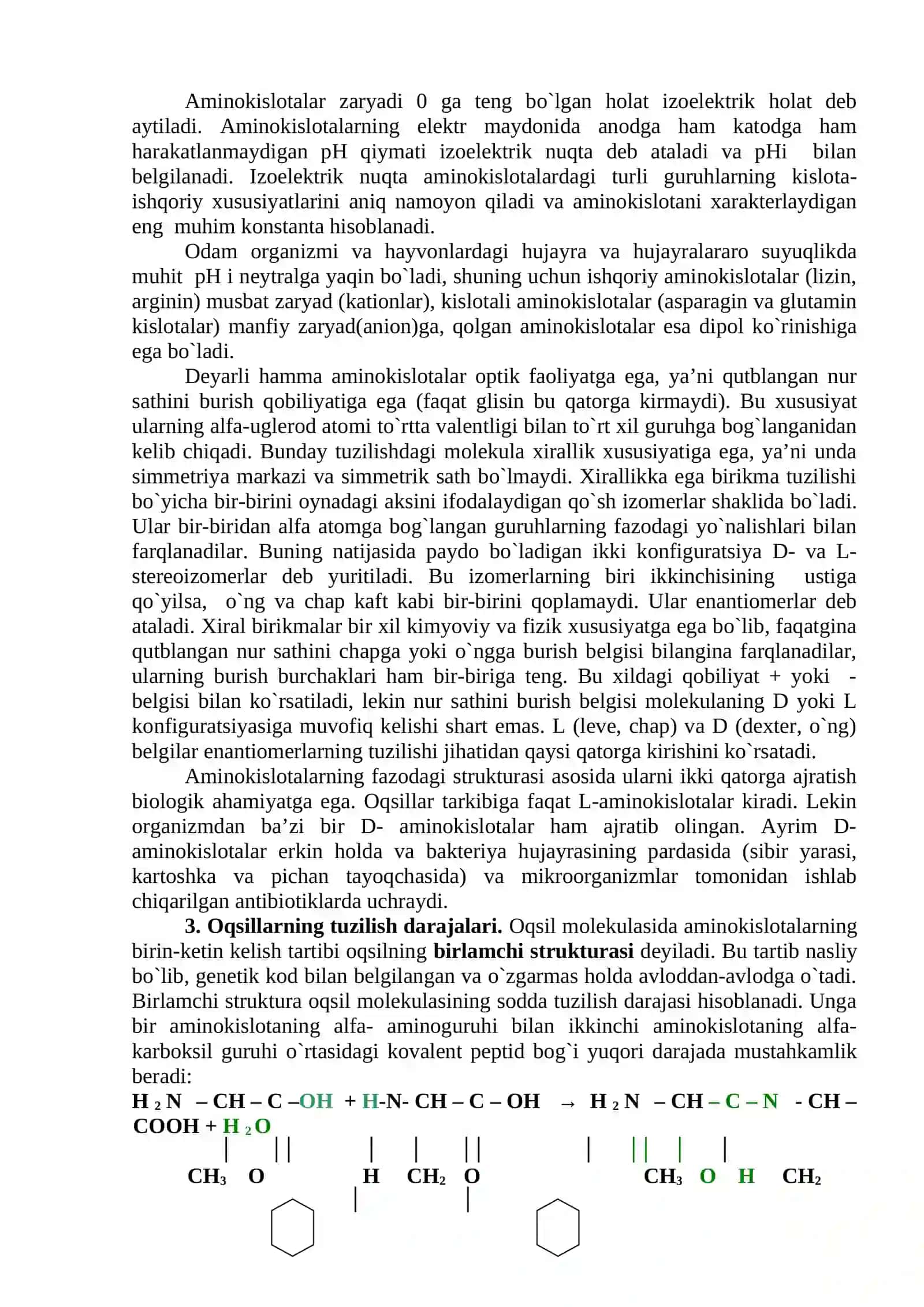 Aminokislotalar. Oqsillarning fizik va kimyoviy xossalari 4