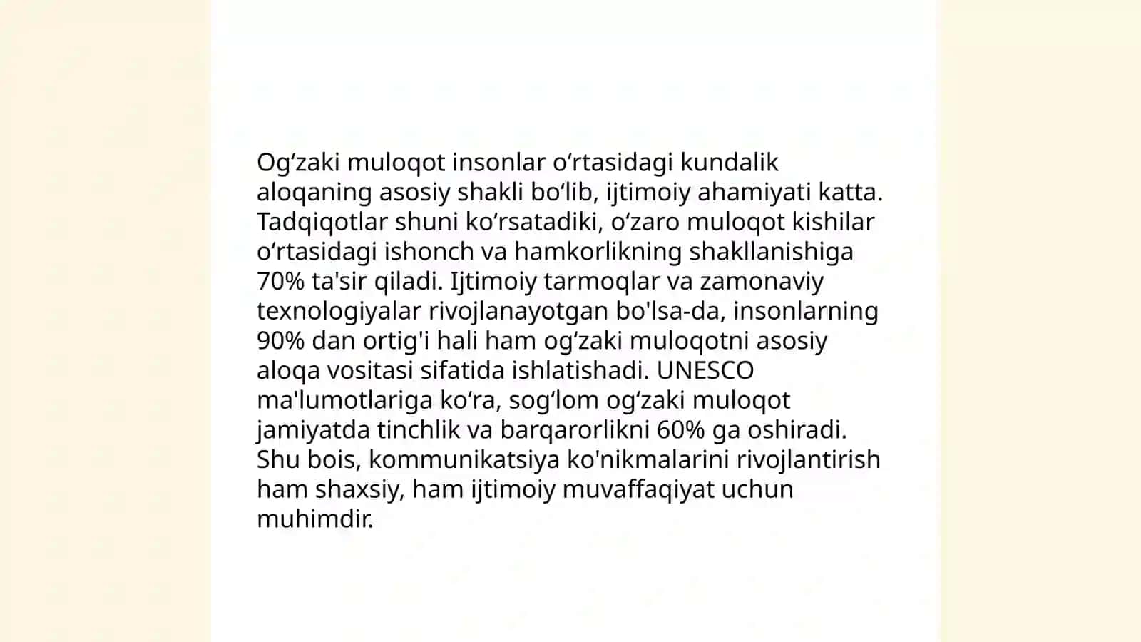 Ogʻzaki va ogʻzaki boʻlmagan muloqot 4