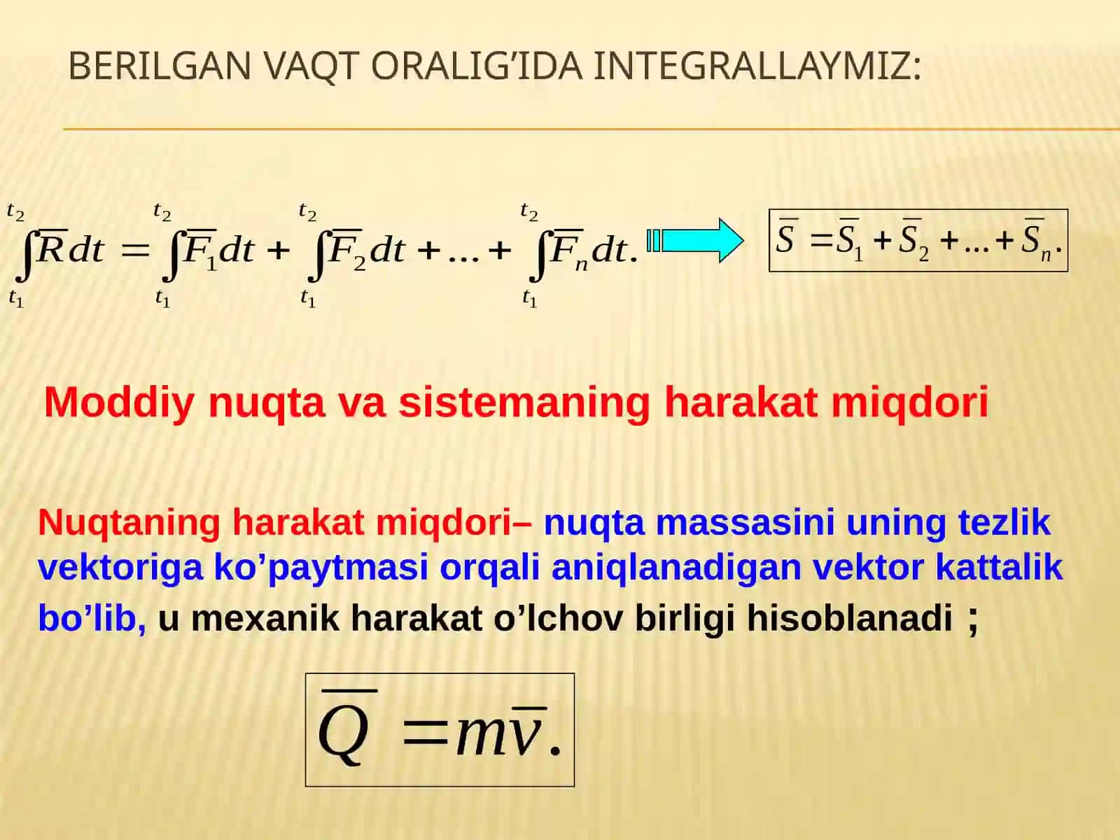 MEXANIK SISTEMA HARAKAT MIQDORINING O’ZGARISHI HAQIDAGI TEOREMA 4