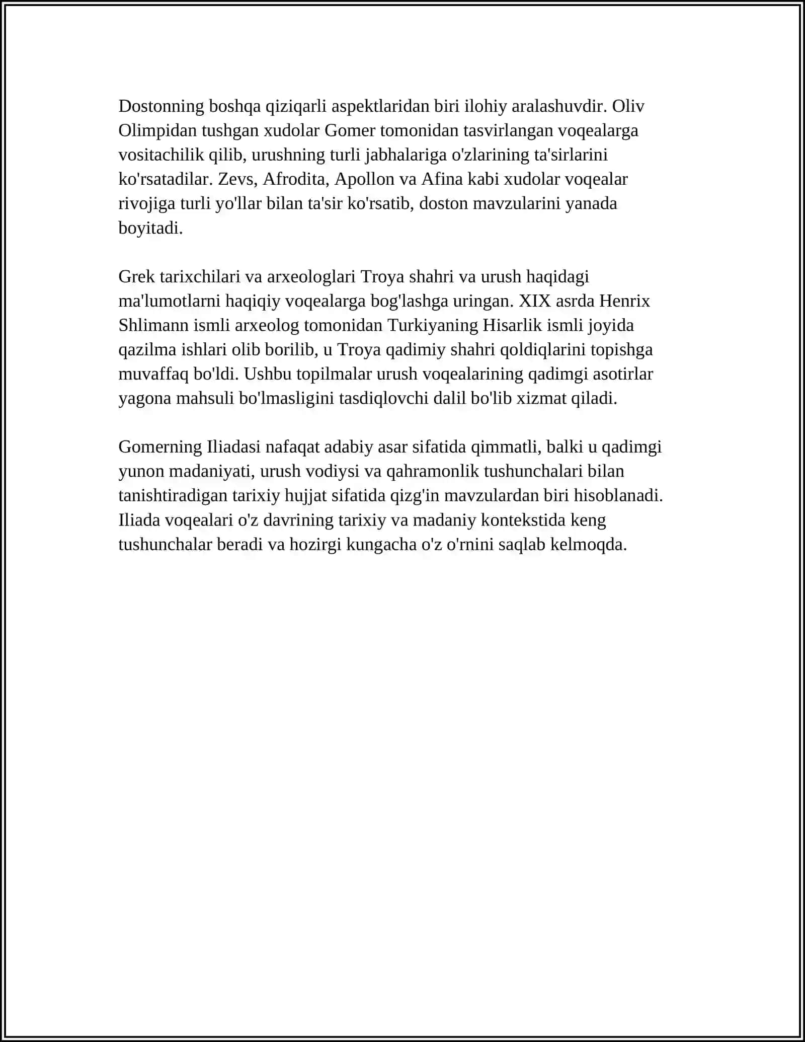 ILIADA DOSTONIDAN TARIXIYLIK VA MIFOLOGIK ELEMENTLARI 4