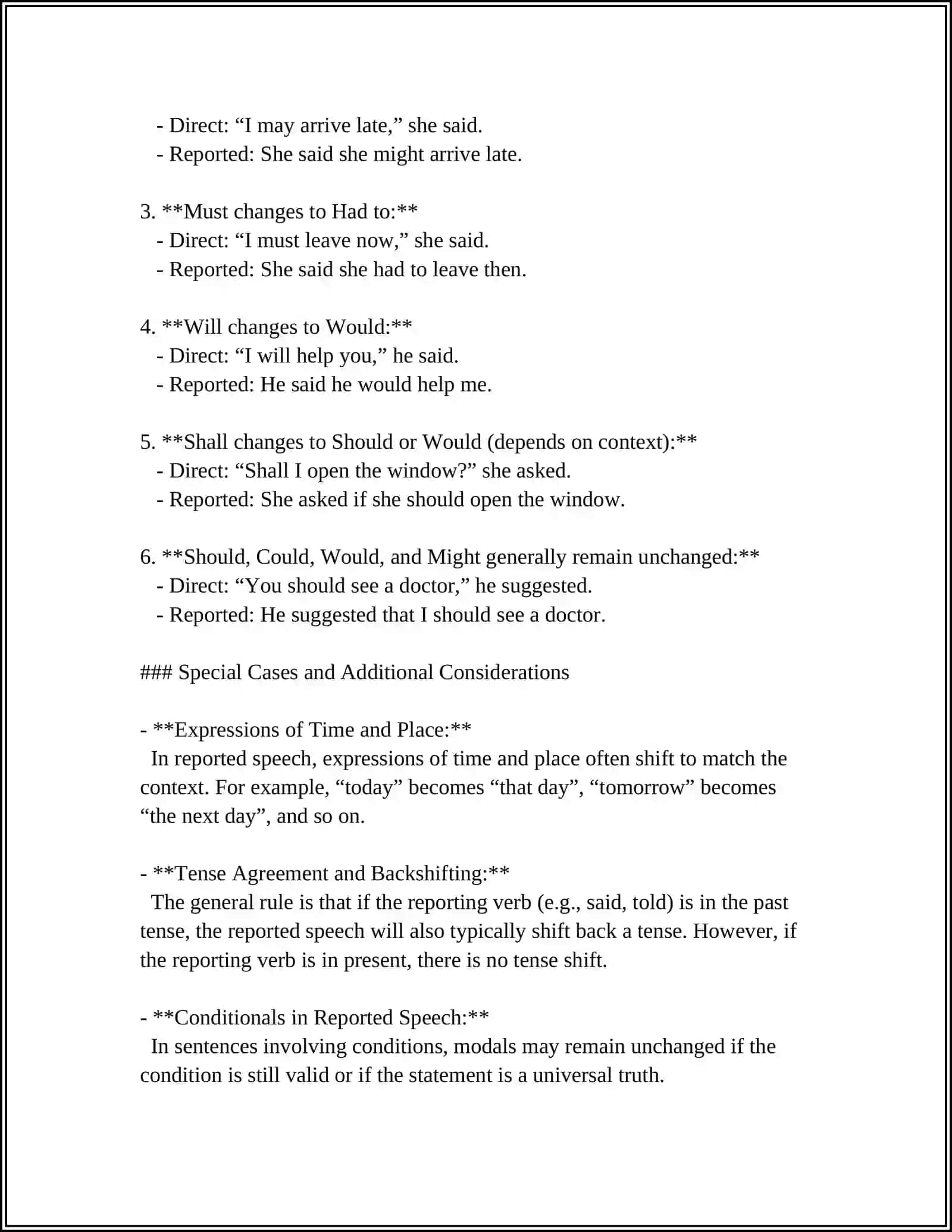 Reported Speech with Modal Verbs: Basics 4