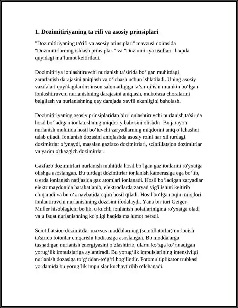 DOZIMITIRLARNING ISHLASH PRINSIPLARI DOZIMITIRIYA USULLARI 4