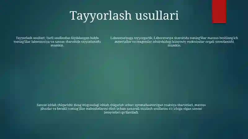 Tоmizg’Ilаrni Lаbоrаtоriya Vа Ishlаb Chiqаrishni Tаyyorlаsh 4