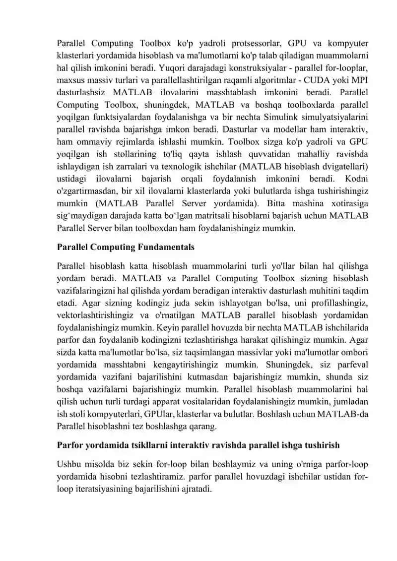 MATLABning Parallel Computing Toolbox vazifasi va imkoniyatlari 4