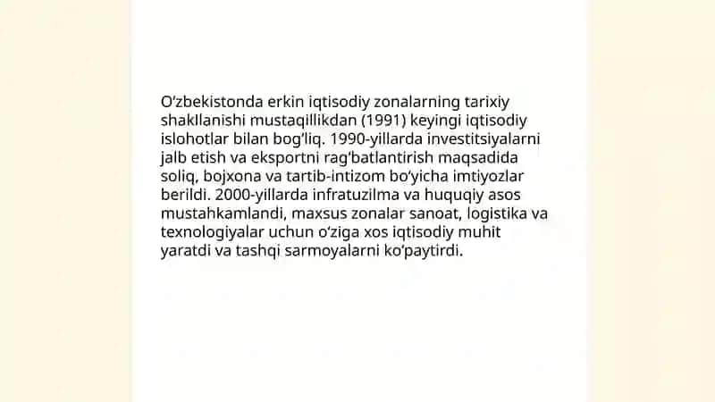 Erkin iqtisodiy zonalarning shakllanishi va rivojlanishi 4