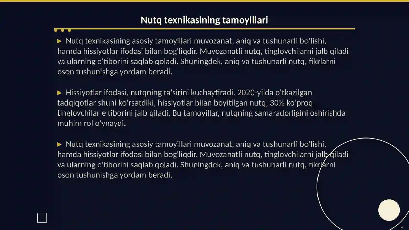 Ovozdan foydalanish va nutq texnikasi 4