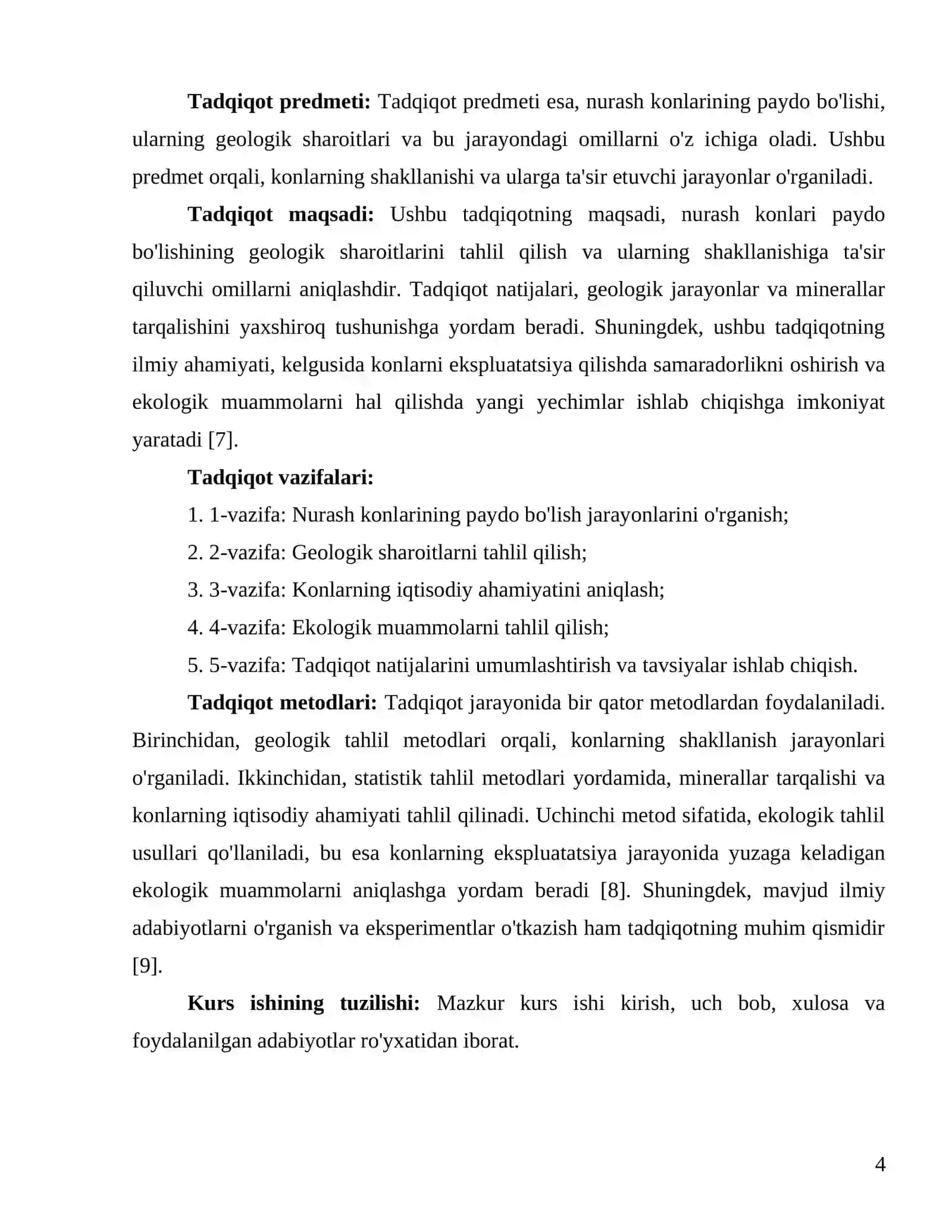 FOYDALI QAZILMALAR GELOGIYASI FANIDAN KURS ISHI 4