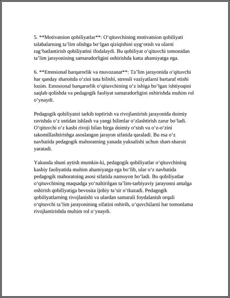 PEDAGOGIK QOBILIYAT – PEDAGOGIK MAHORATNING ASOSI SIFATIDA 4
