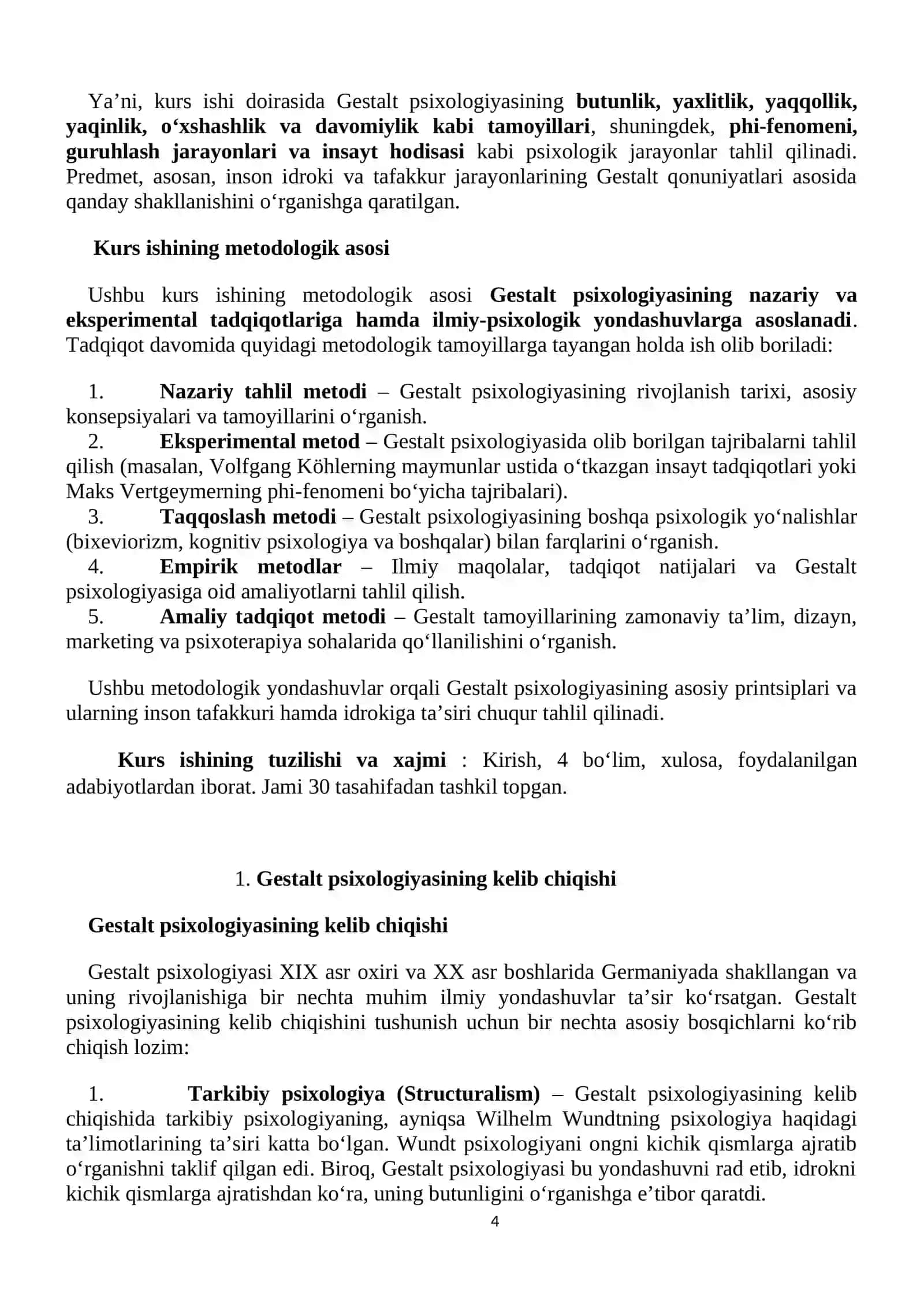 Gestalt psixologiyasining umumiy xususiyatlari: asosiy printsip va uni aks ettiruvchi hodisalar.Insayt haqida fikir 4