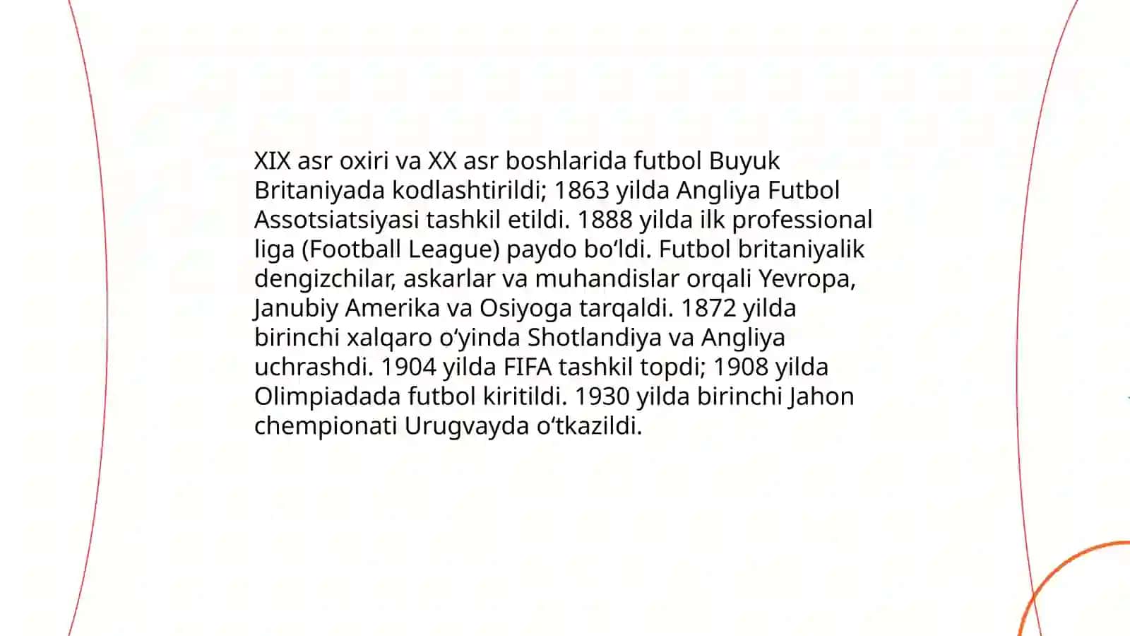 Futbol oʻyinining kelib chiqishi rivojlanish tarixi va oʻyin texnikasi 4
