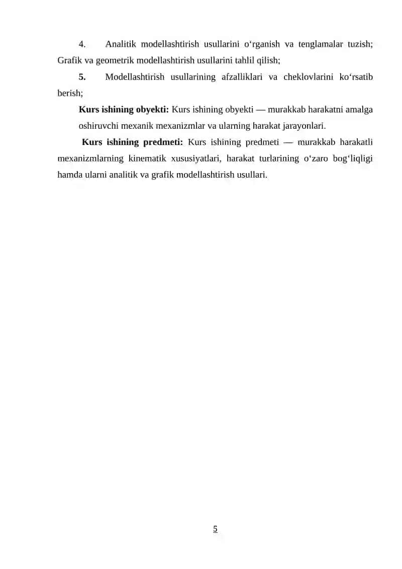 MURAKKAB HARAKATLI MEXANIZMLARNING MODELLASHTIRILISHI 4