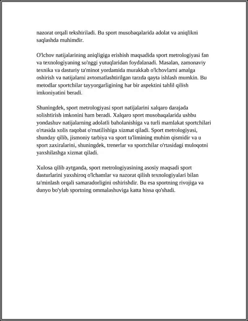 SPORT METROLOGIYASIGA KIRISH. O’LCHASH NAZARIYASI ASOSLARI 4