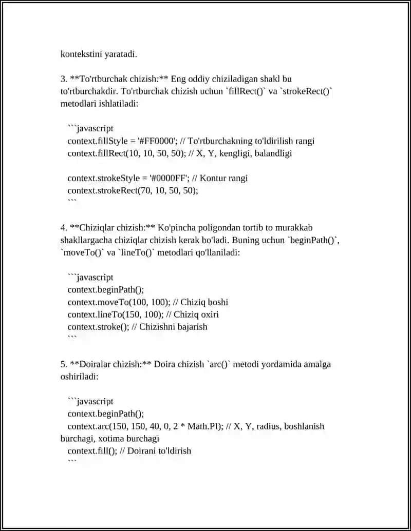 HTML DASTURLASH TILIDA GRAFIKA BILAN ISHLASH 4