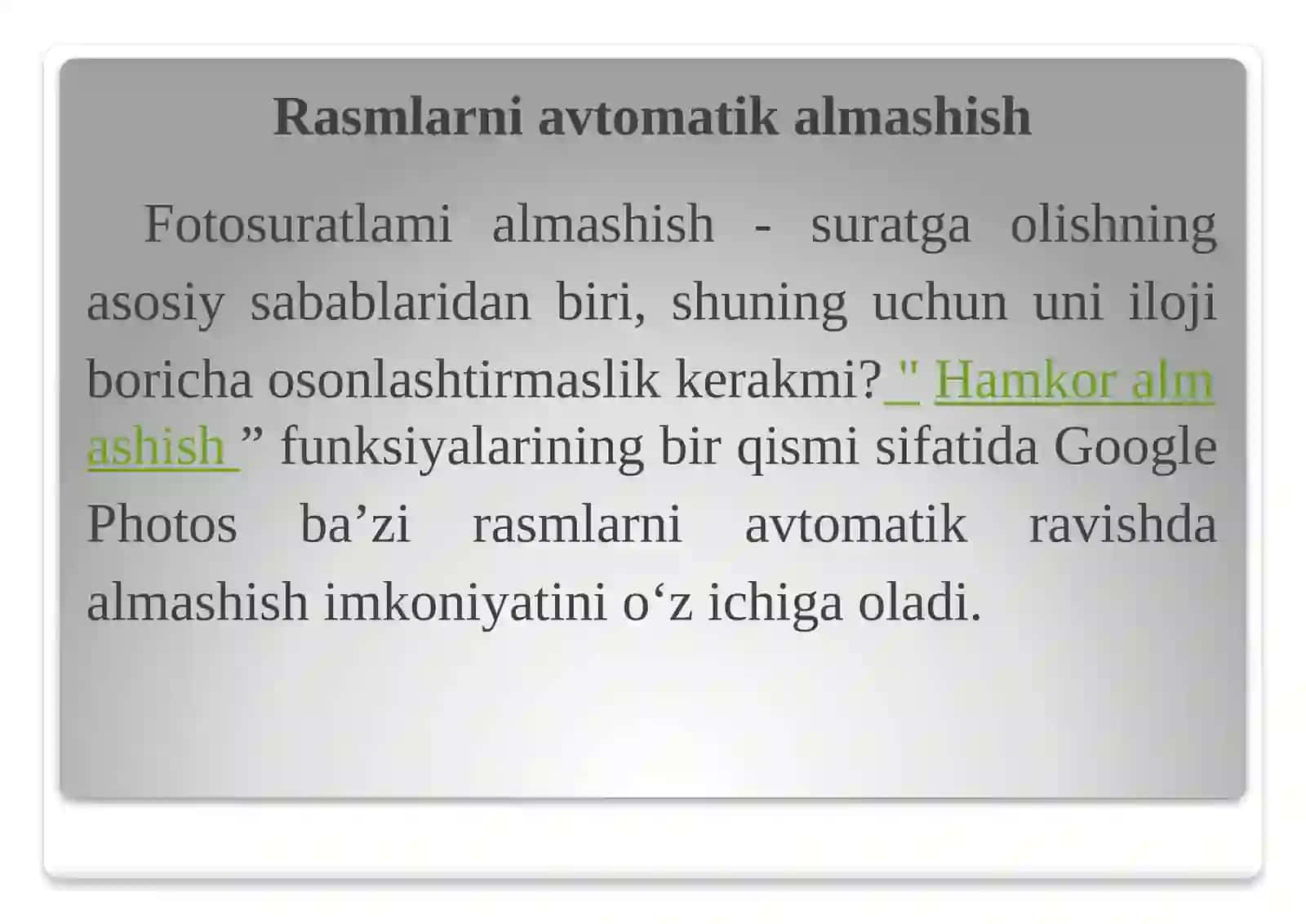 GOOGLE PHOTOS VA UNING IMKONIYATLARI 4