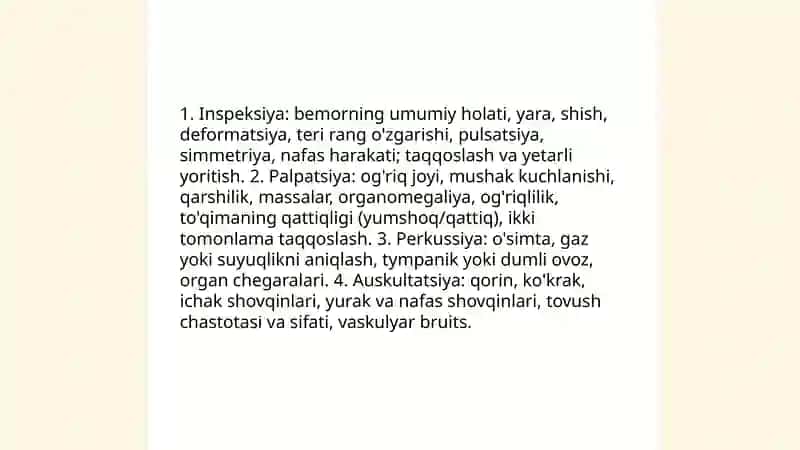 Xirurgik bemorlarni tekshirish asosiy qoidalari 4