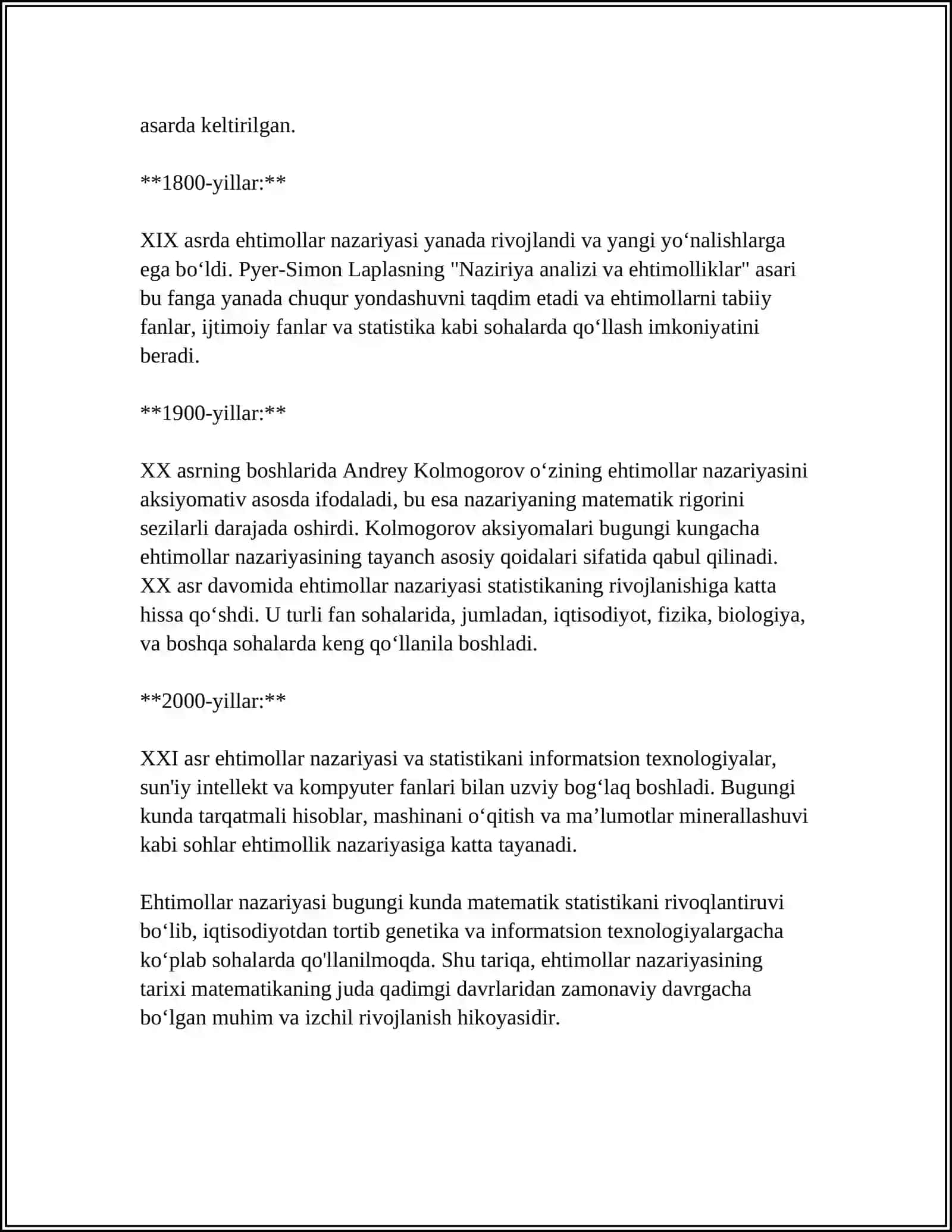 Ehtimollar nazariyasining tarixi 4