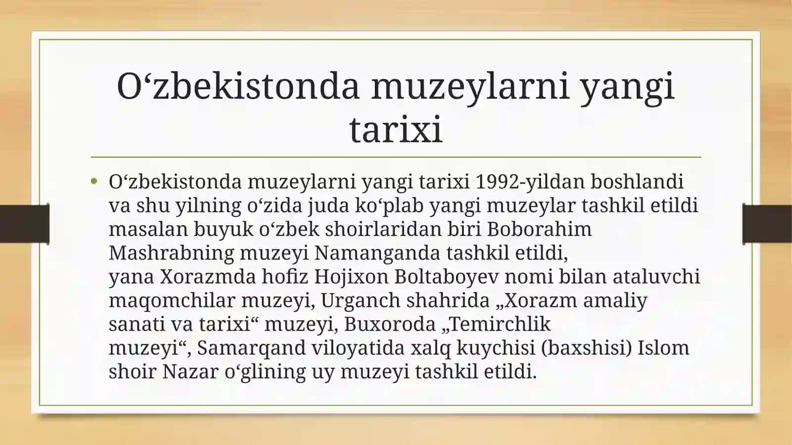 O'zbekistonda muzeylar faoliyati 4