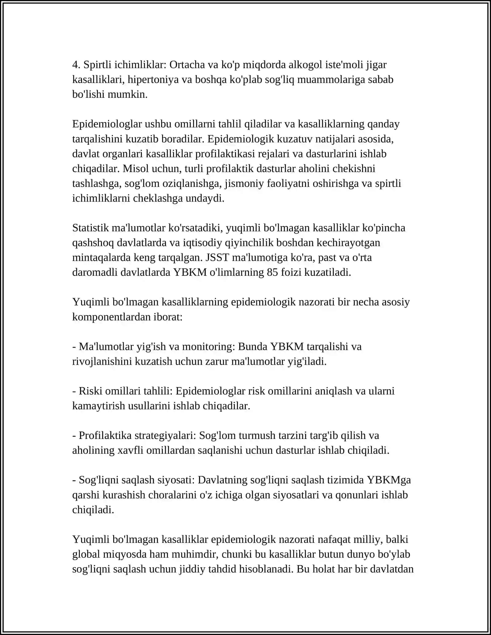YUQUMLI BO'LMAGAN KASALLIKLAR EPIDEMIOLOGIYASI 4