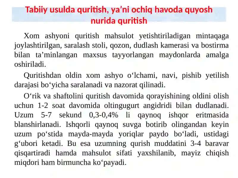 Qishloq xo'jaligi mahsulotlari quritish usullari va qurilmalari 4