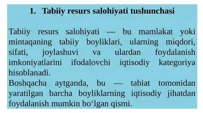Mintaqalartabiiy-resurs salohiyati va ularning hududiy taraqqiyotda tutgan o‘rni 4