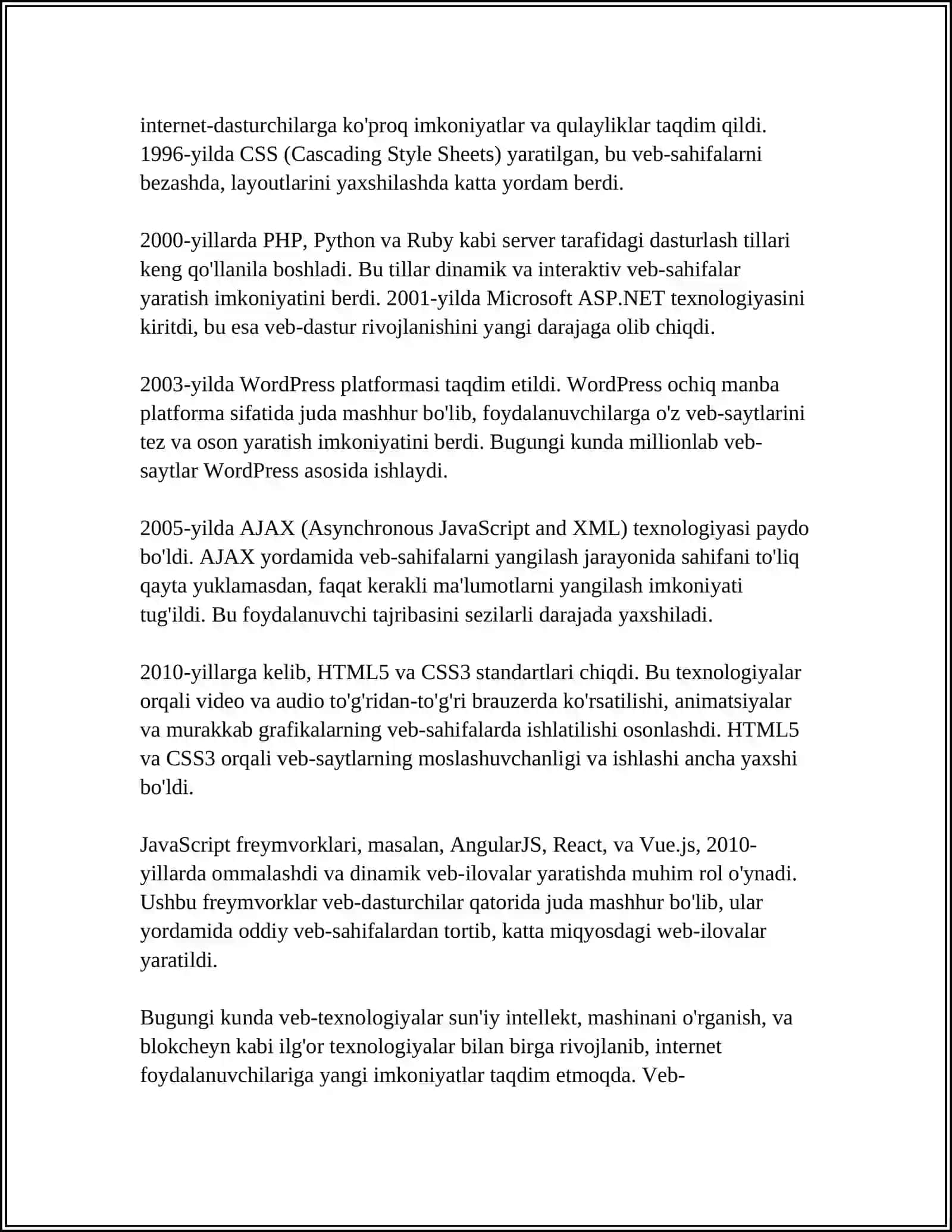 WEB-TEXNOLOGIYALARNING ASOSIY TUSHUNCHALARI. HTML TILIGA KIRISH, UNING ASOSIY ELEMENTLARI 4